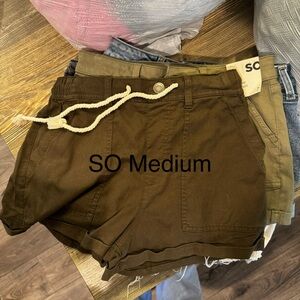 SO Men’s Flat Front Casual Shorts - Brown with White Drawstring